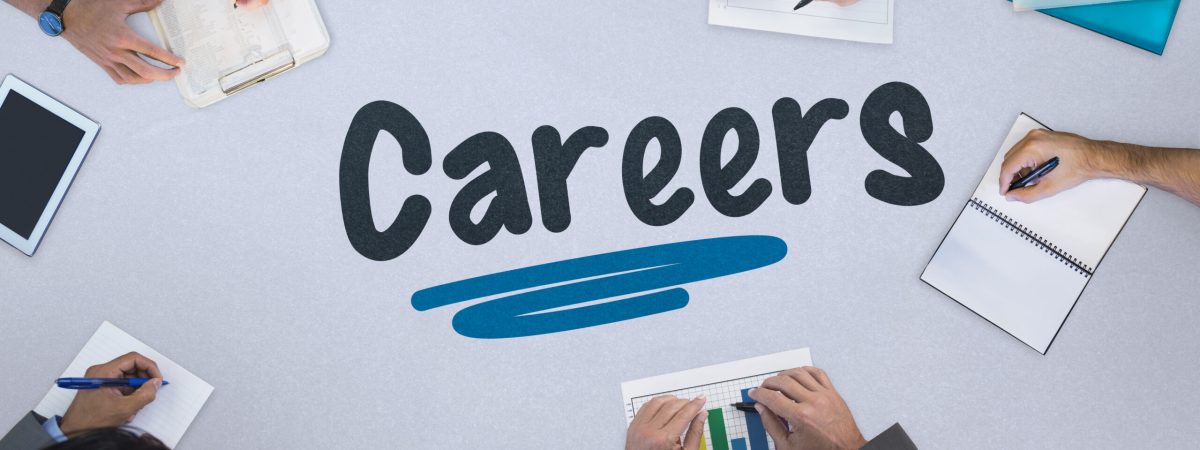 The word careers against business meeting